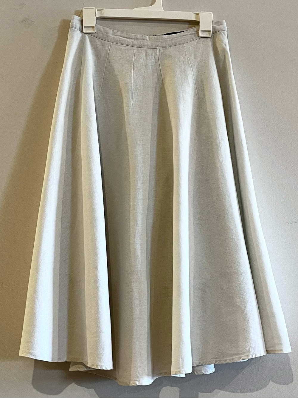 Who What Wear Cream A-Line Linen Canvas Cotton Lined Midi Skirt Size 6
